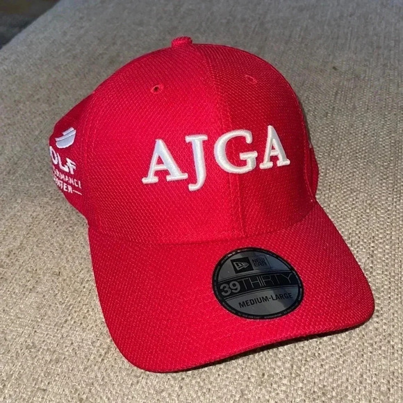 AJGA IJGA JUNIOR GOLF ASSOCIATION HAT RED WHITE NEW ERA FLEX FIT - Picture 1 of 4